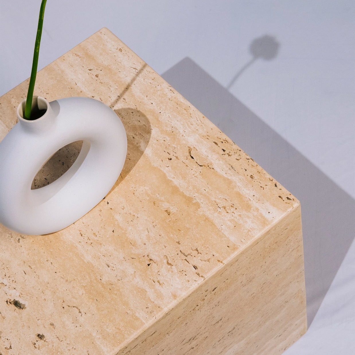 Travertine Cube Side Table