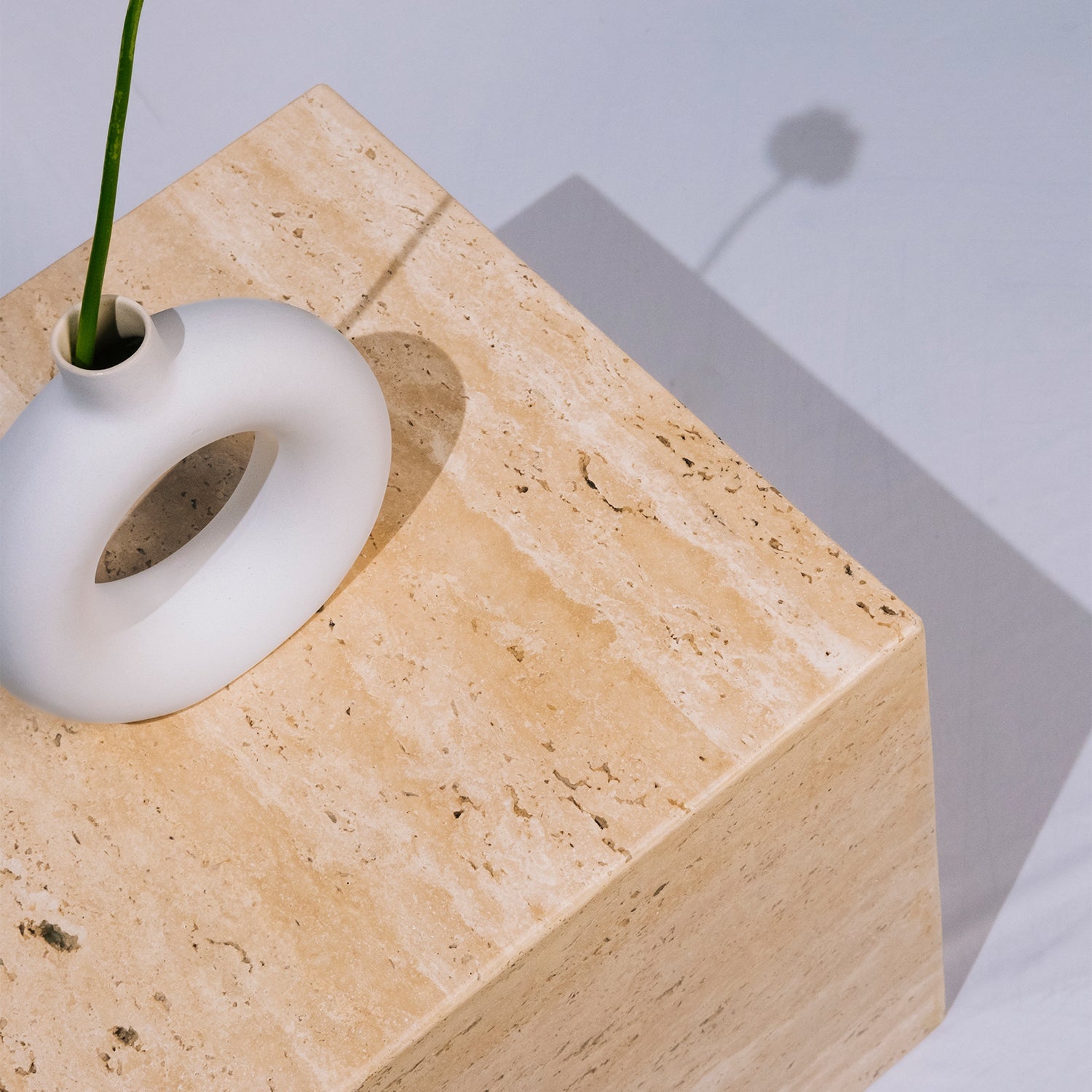 Travertine Cube Side Table