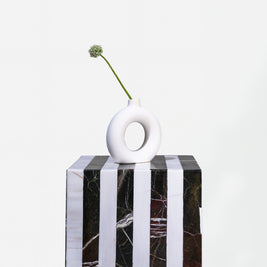 Striped Marble Cube Side Table