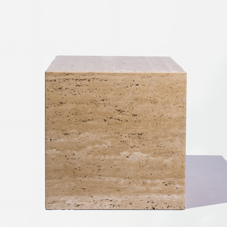 Travertine Cube Side Table