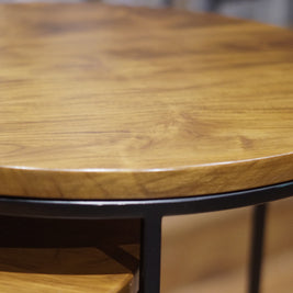CFR122 Teak Wood and Slim Metal Frame Nesting Tables