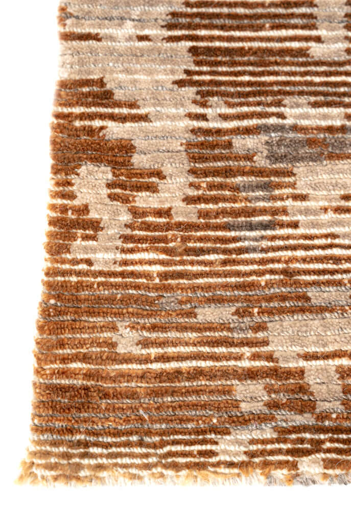 Z E R G A luxury handmade rug by Cherom in brown and beige New Zealand wool.
