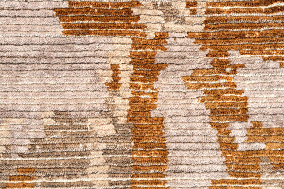 Z E R G A luxury handmade rug by Cherom in warm tones of wool and viscose.