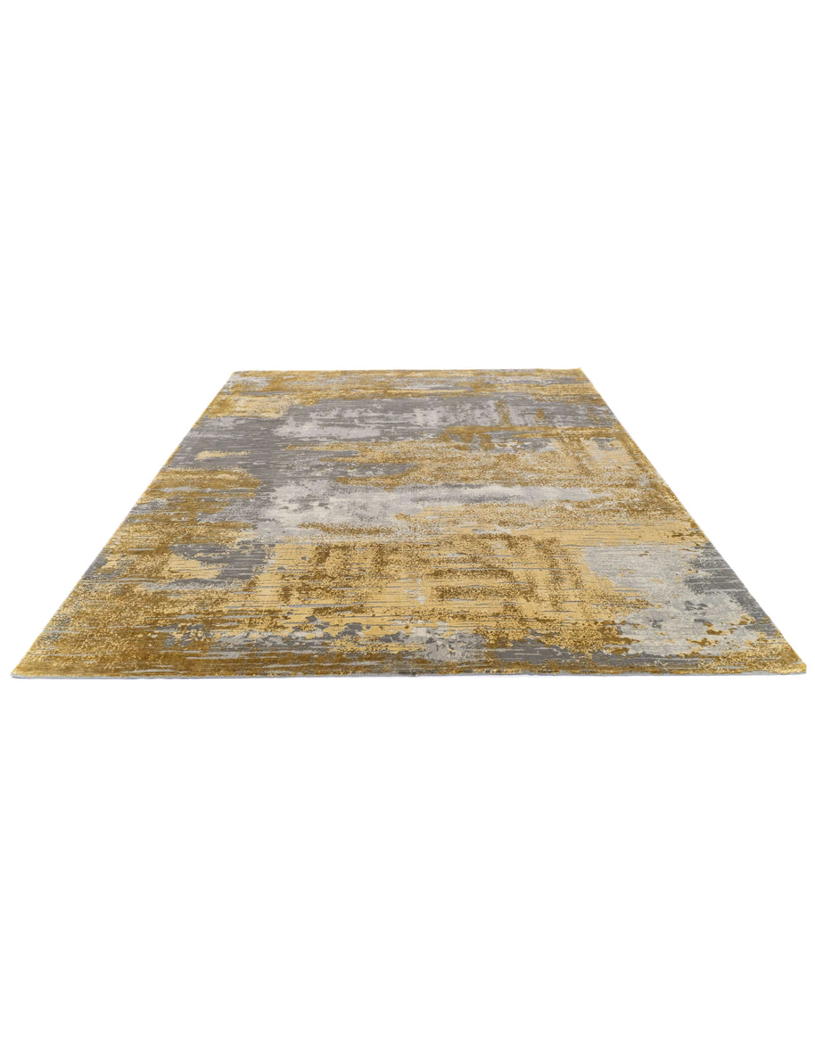 O Z A N - G O L D luxury handmade rug by Cherom in gold and grey New Zealand wool, modern contemporary design.