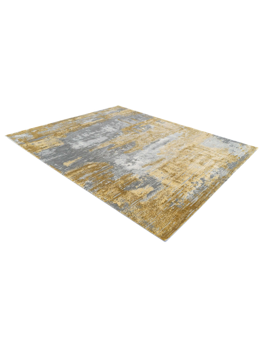 O Z A N - G O L D luxury handmade rug by Cherom in gold and grey New Zealand wool, modern contemporary design.