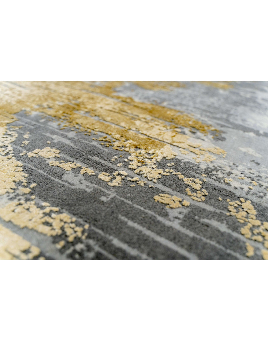O Z A N - G O L D luxury handmade rug by Cherom in grey and gold New Zealand wool.