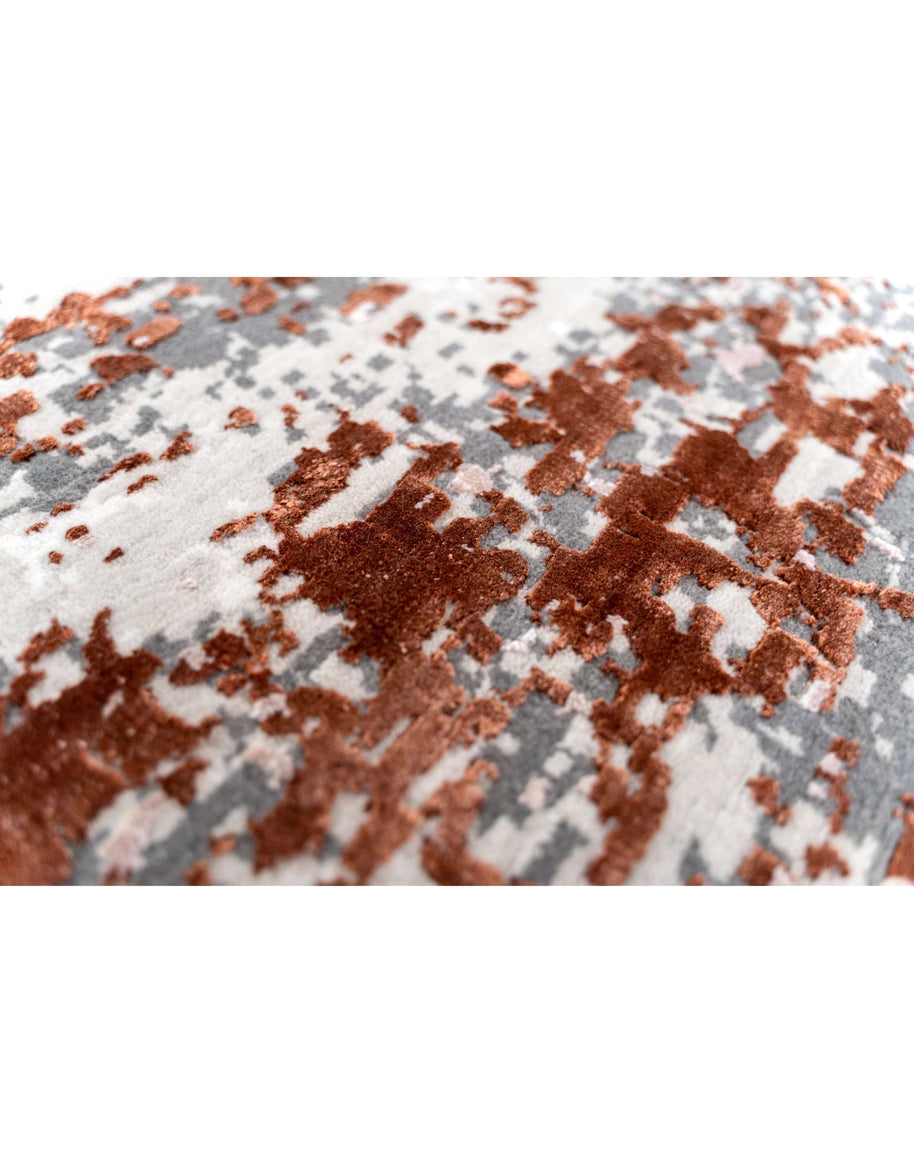 A S T O N - C H E R R Y luxury handmade rug by Cherom in rust, gray, and white New Zealand wool.