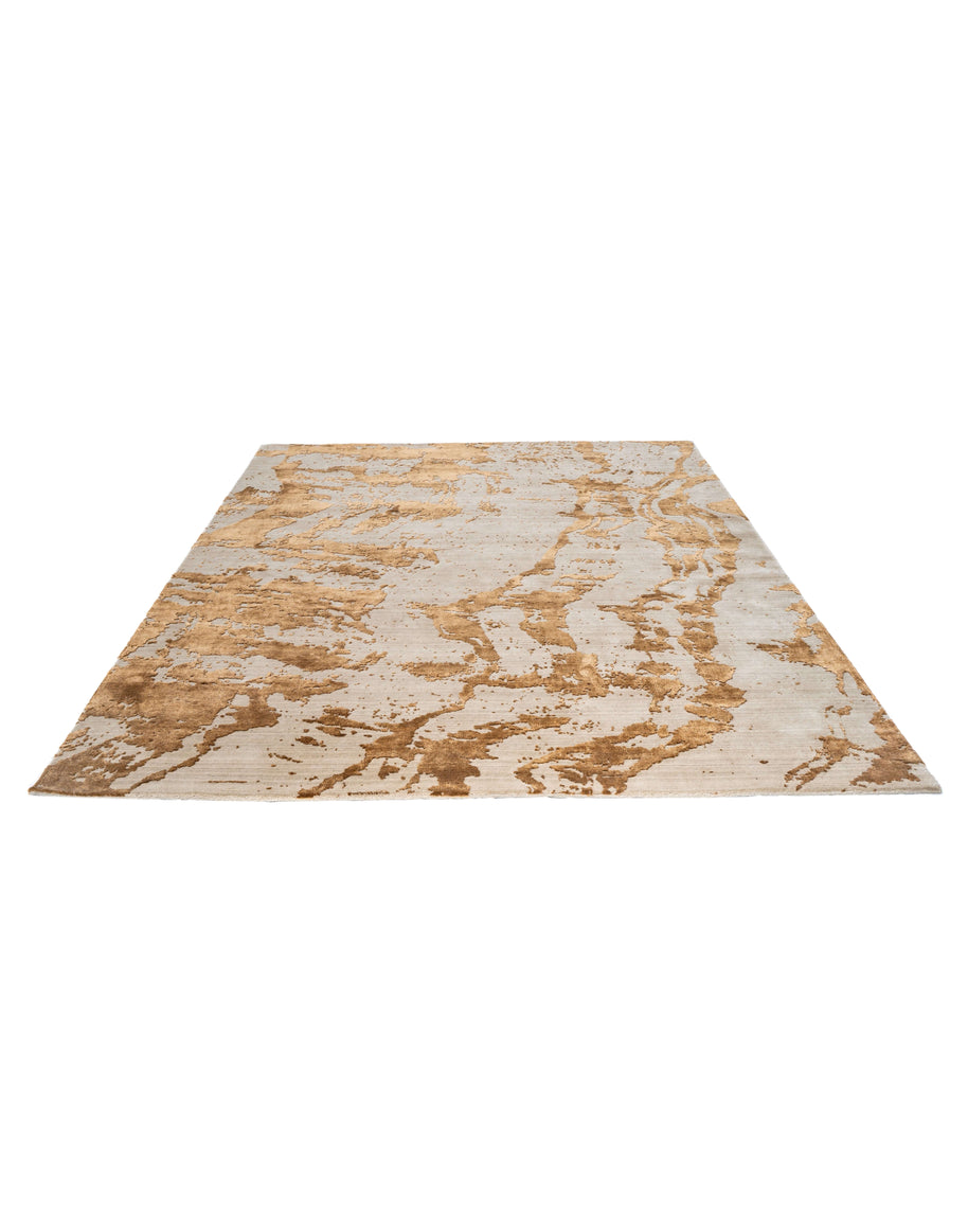 R I A L T O luxury handmade rug by Cherom in beige and brown New Zealand wool.
