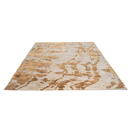 R I A L T O luxury handmade rug by Cherom in beige and brown New Zealand wool.