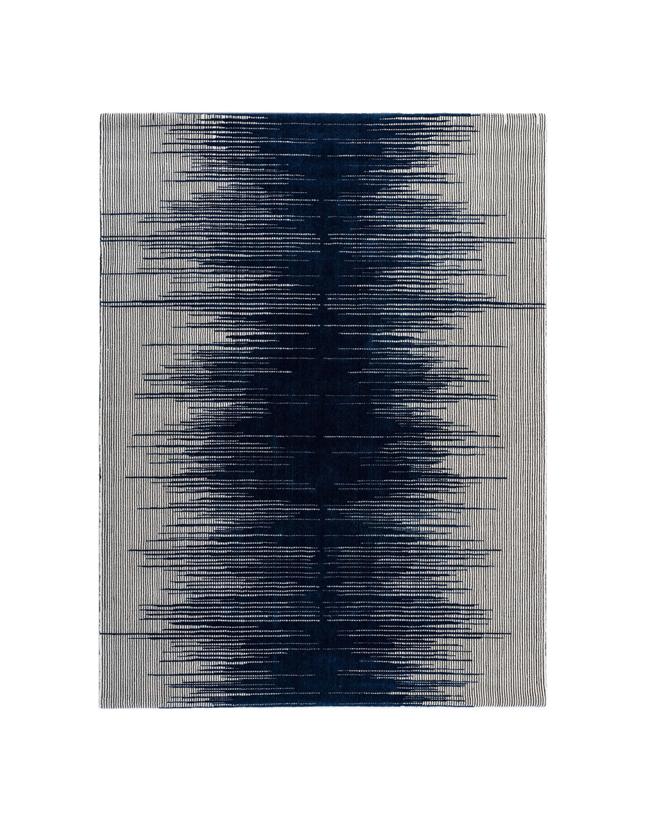 H A R V E Y luxury handmade rug by Cherom in navy New Zealand wool with contemporary design.