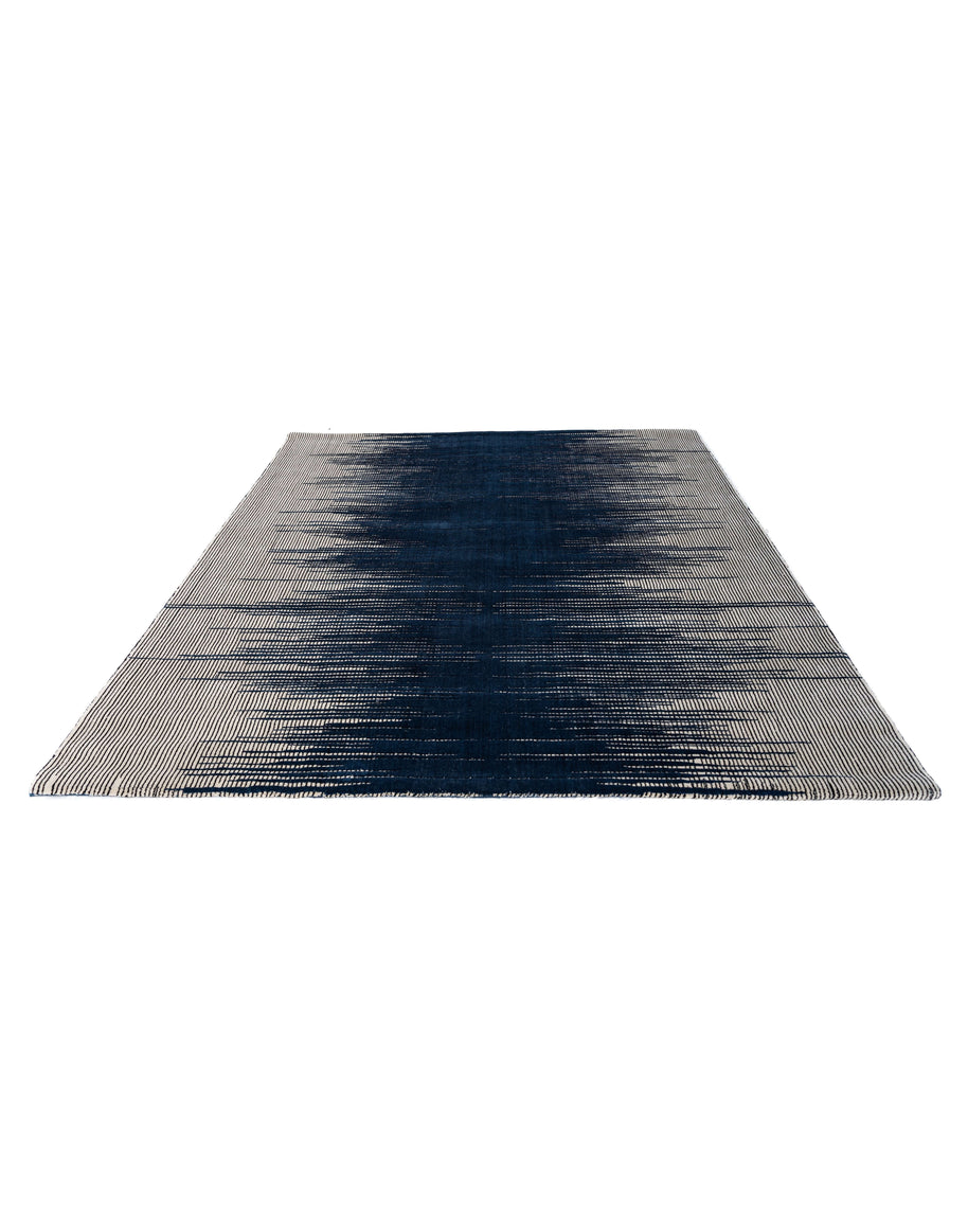 H A R V E Y luxury handmade rug by Cherom, New Zealand wool, navy and grey, modern design.