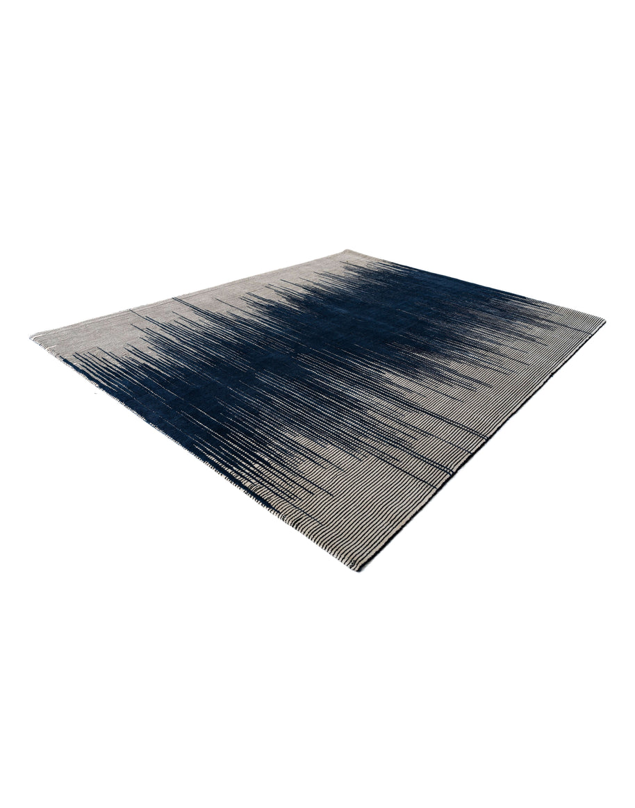 H A R V E Y luxury handmade rug by Cherom in New Zealand wool with navy and grey design.