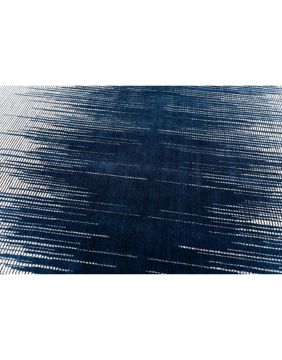 H A R V E Y luxury handmade rug by Cherom in navy New Zealand wool with contemporary design.