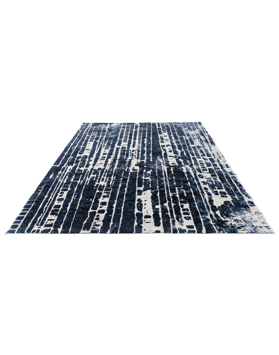M A R C O N I luxury handmade rug by Cherom in navy Lincoln blend wool, modern and contemporary design.