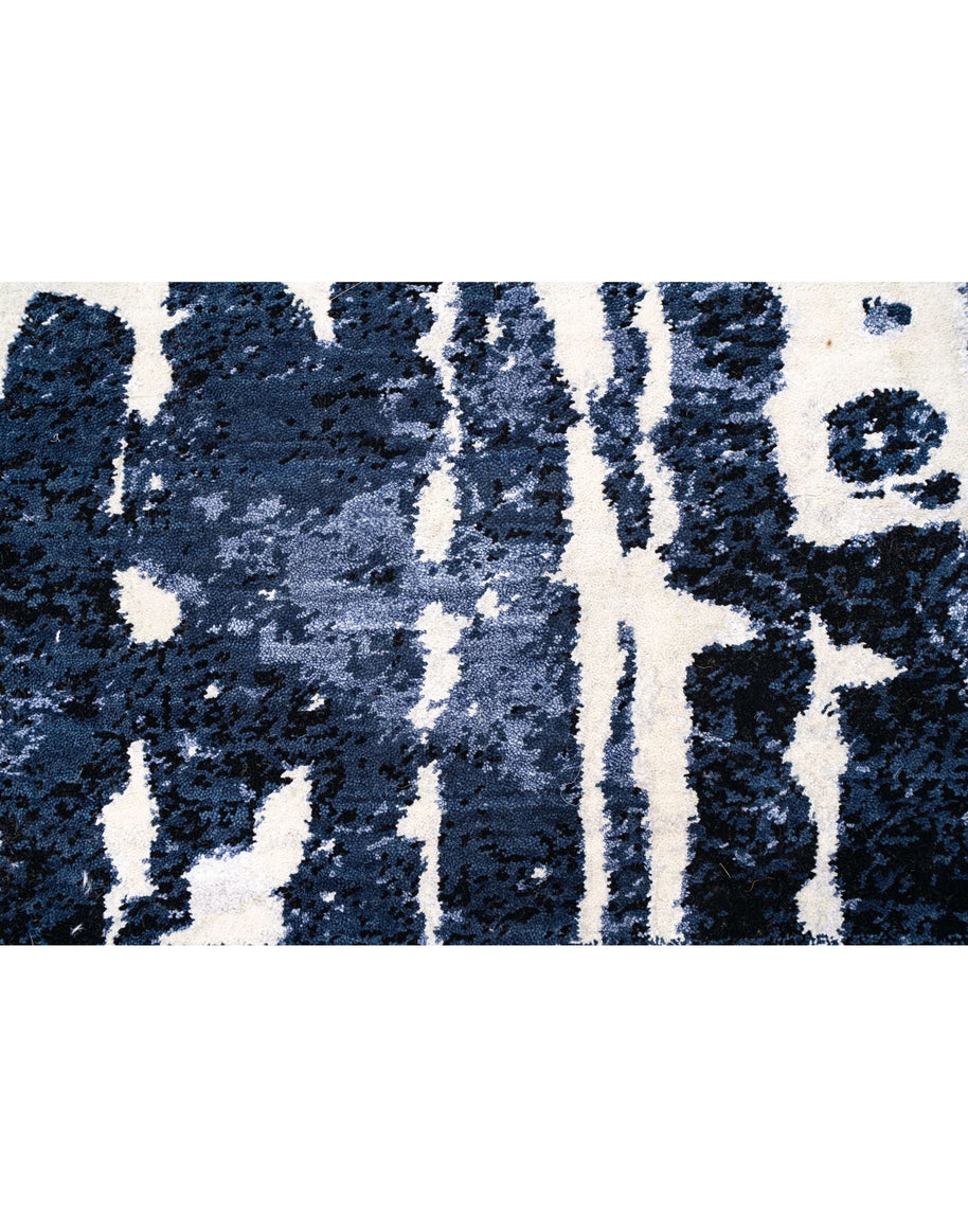 M A R C O N I luxury handmade rug by Cherom in navy New Zealand wool.