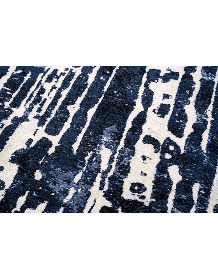 M A R C O N I luxury handmade rug by Cherom in blue New Zealand wool.