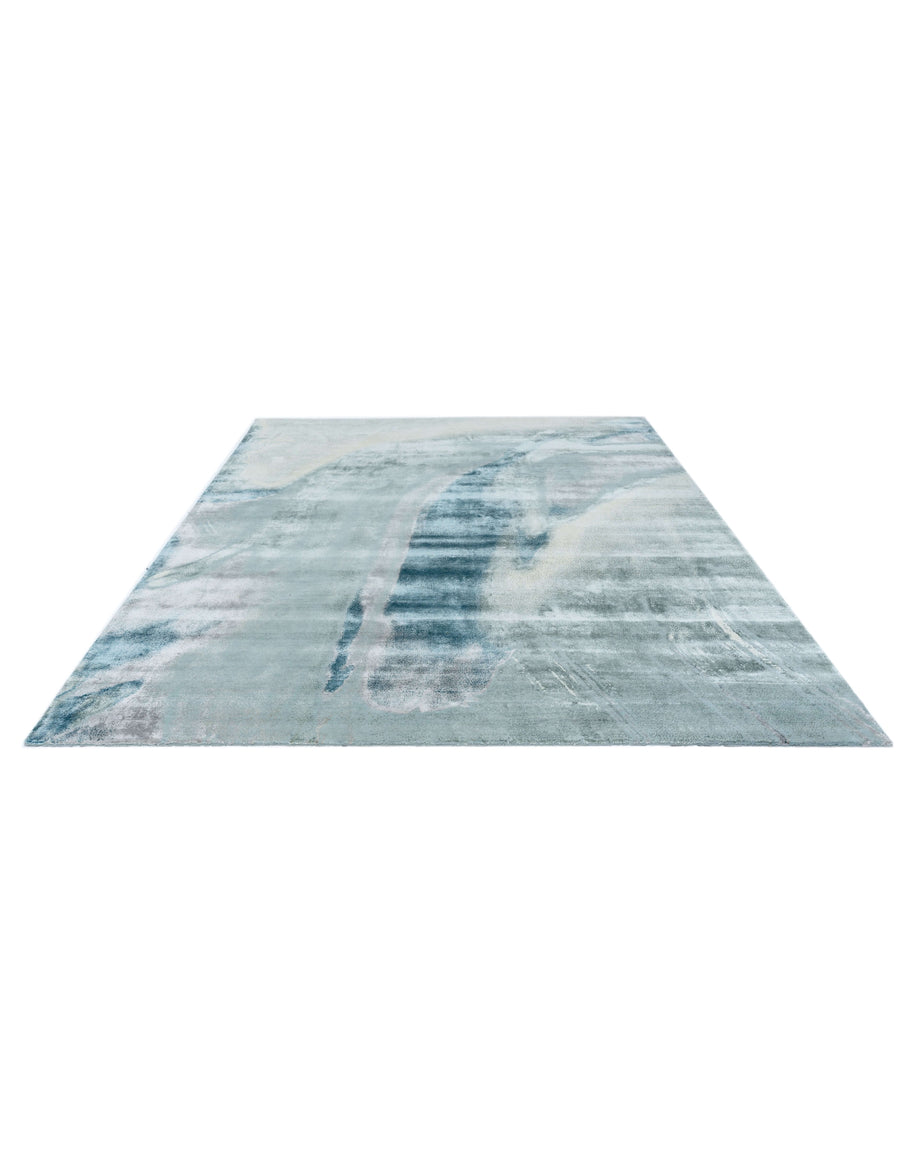 B A X T E R luxury handmade rug by Cherom in blue New Zealand wool, modern contemporary design.