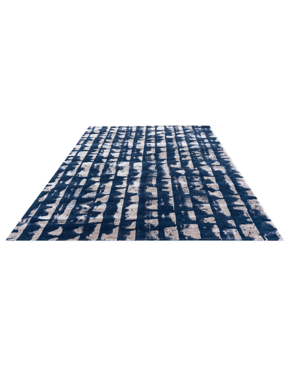 C A N A L I luxury handmade rug by Cherom, navy New Zealand wool, modern contemporary design.