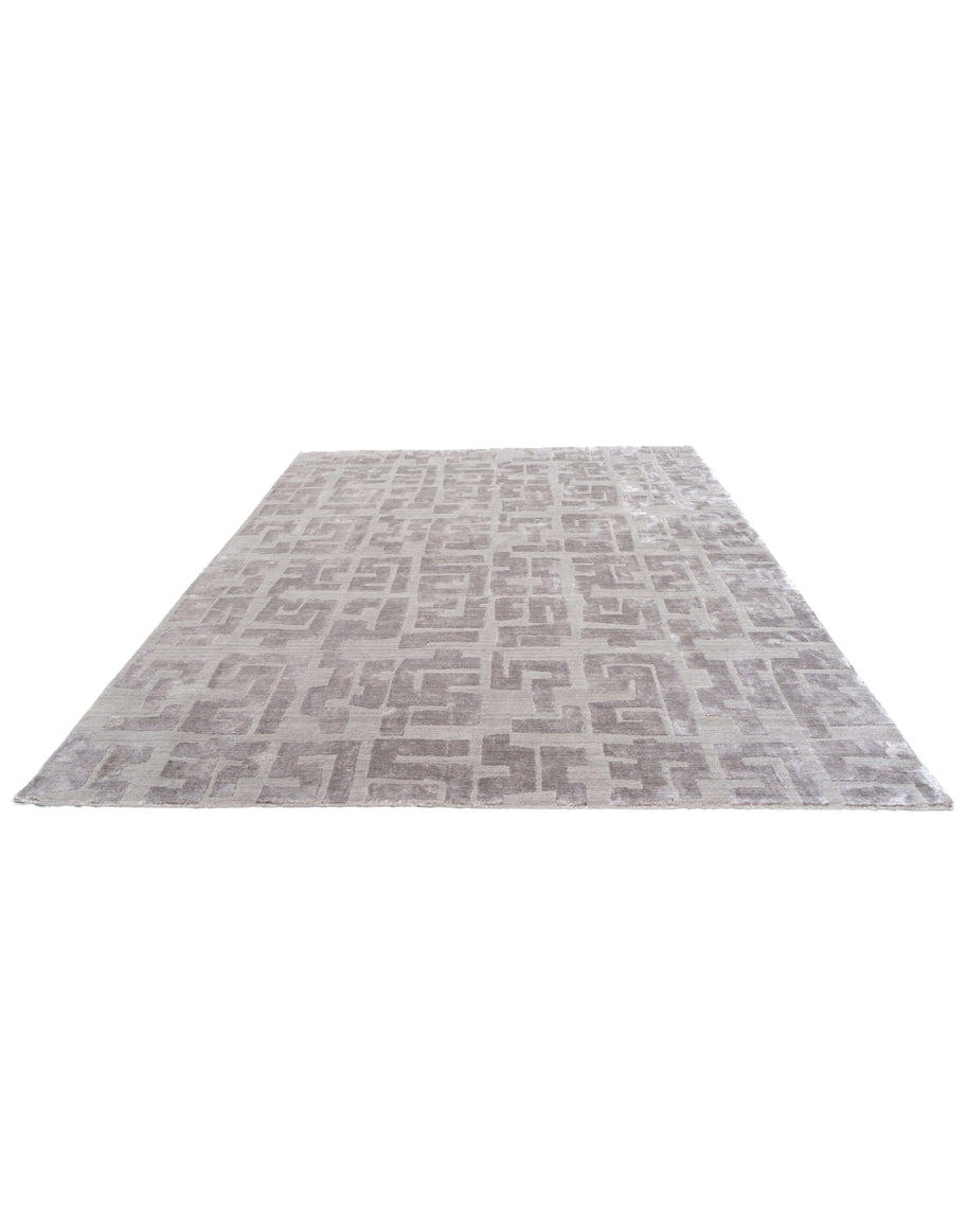 O R S A Y luxury handmade rug by Cherom, New Zealand wool, contemporary geometric design in tonal gray.