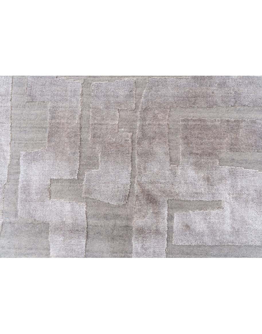 O R S A Y luxury handmade rug by Cherom, New Zealand wool, modern geometric design in tonal grey hues.