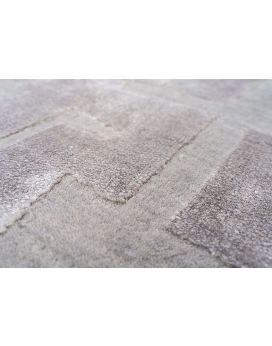 O R S A Y luxury handmade rug by Cherom, New Zealand wool, modern beige geometric design.