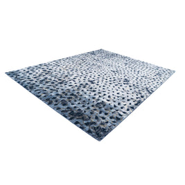 Y U K O luxury handmade rug by Cherom in blue New Zealand wool, modern contemporary design.