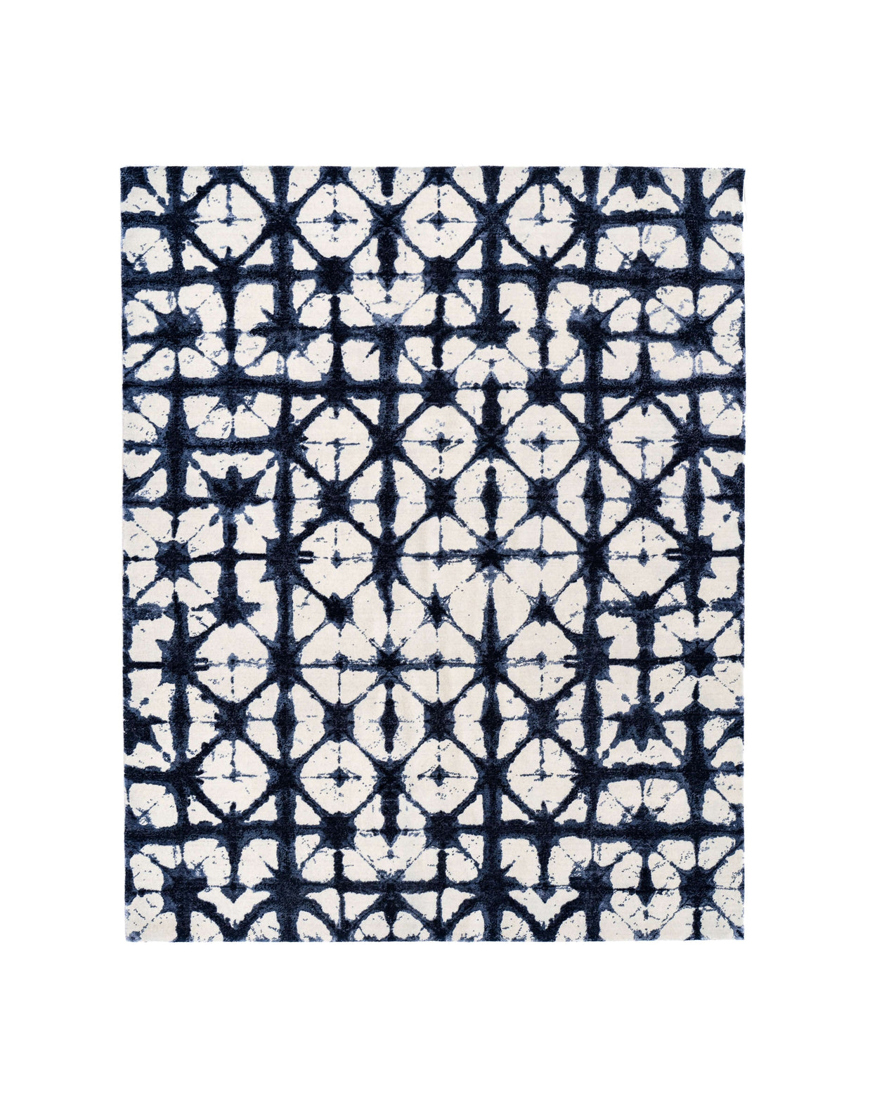 S H I B O R I luxury handmade rug by Cherom, navy and white, New Zealand wool, modern rug.