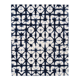 S H I B O R I luxury handmade rug by Cherom, navy and white, New Zealand wool, modern rug.