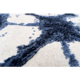 S H I B O R I luxury handmade rug by Cherom in blue New Zealand wool, contemporary design