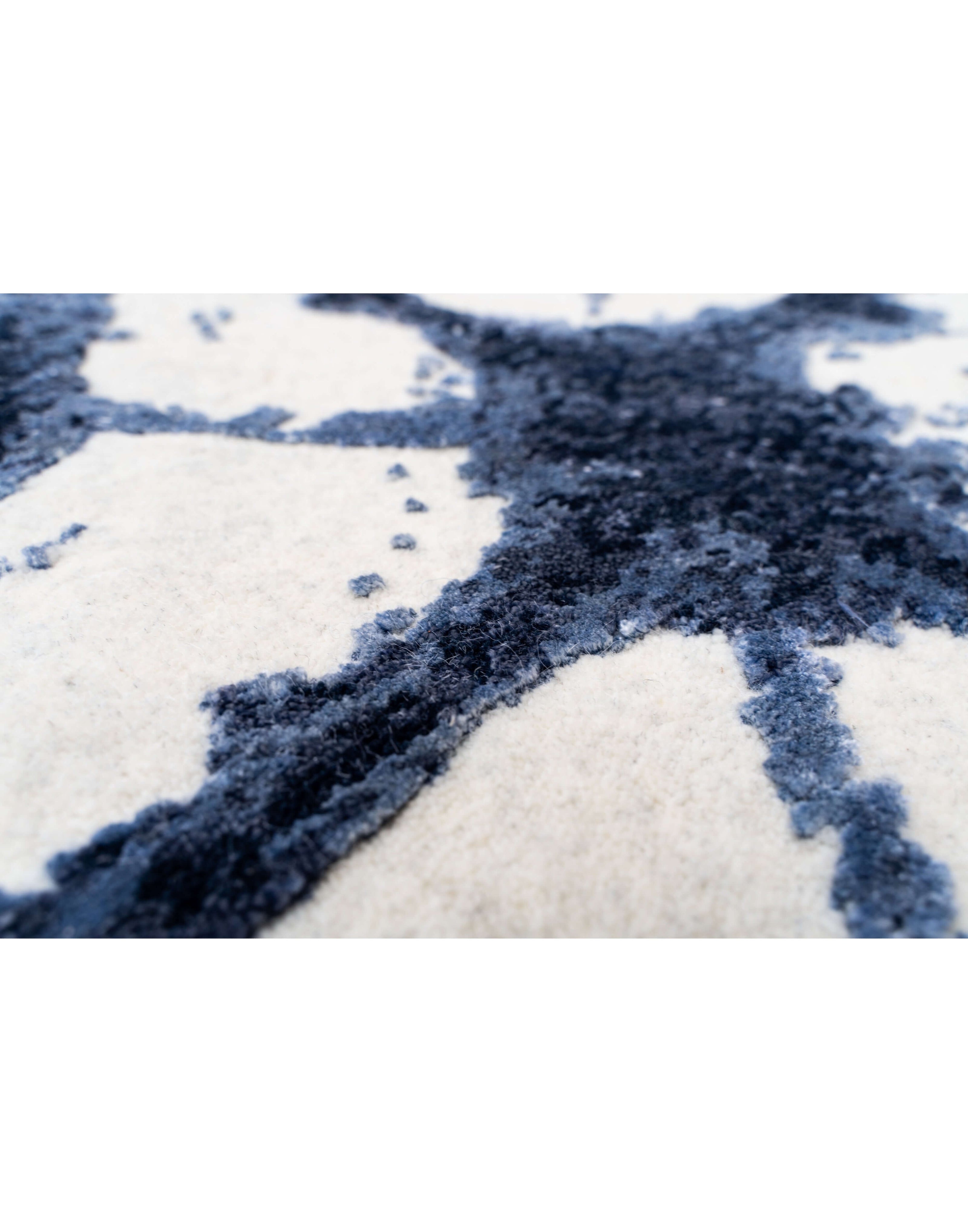 S H I B O R I luxury handmade rug by Cherom in blue New Zealand wool, contemporary design