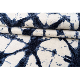 S H I B O R I luxury handmade rug by Cherom in blue New Zealand wool, contemporary design.