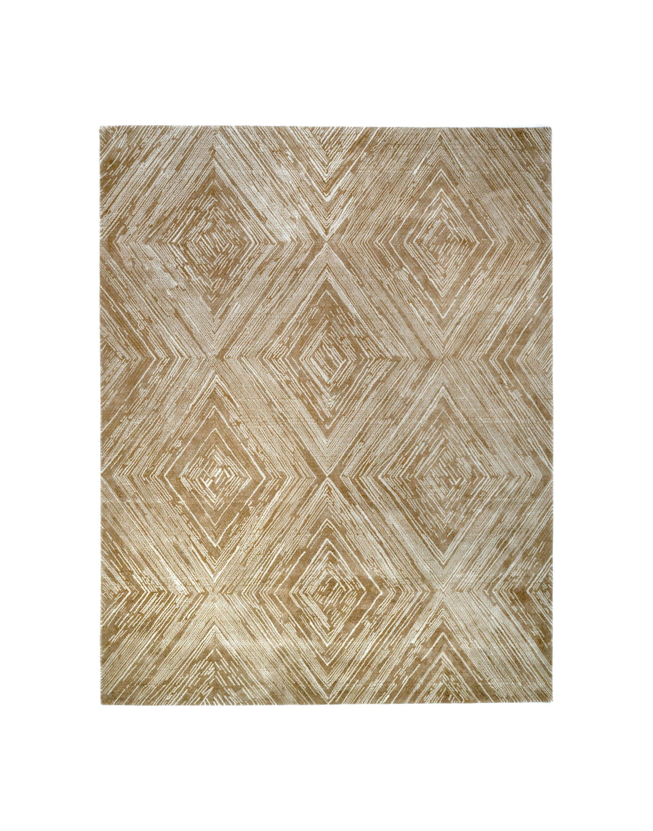 R I C O luxury handmade rug by Cherom in beige New Zealand wool with modern, contemporary design.
