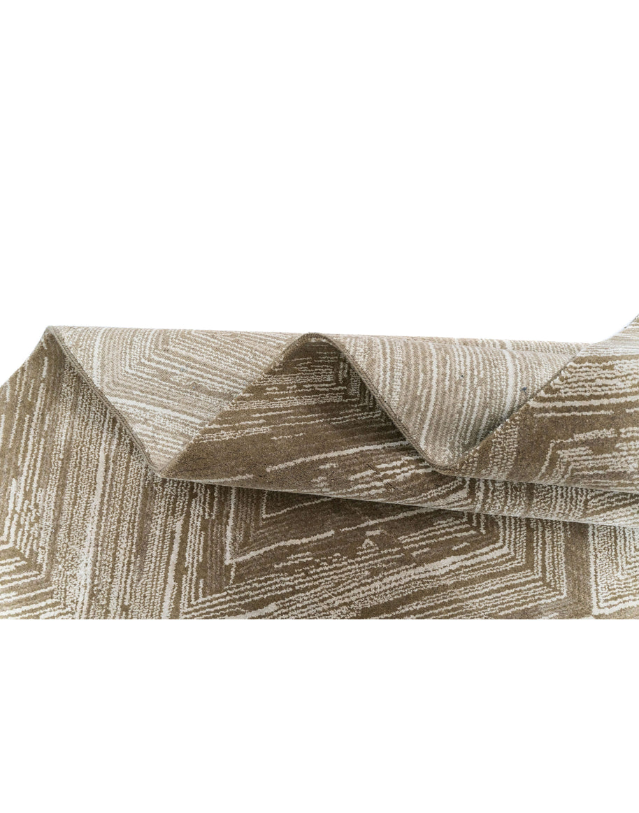 R I C O luxury handmade rug by Cherom, modern design in brown New Zealand wool.