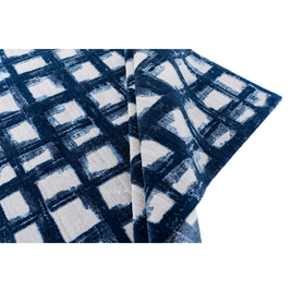 E V I A N luxury handmade rug by Cherom in blue and white New Zealand wool, modern contemporary design.
