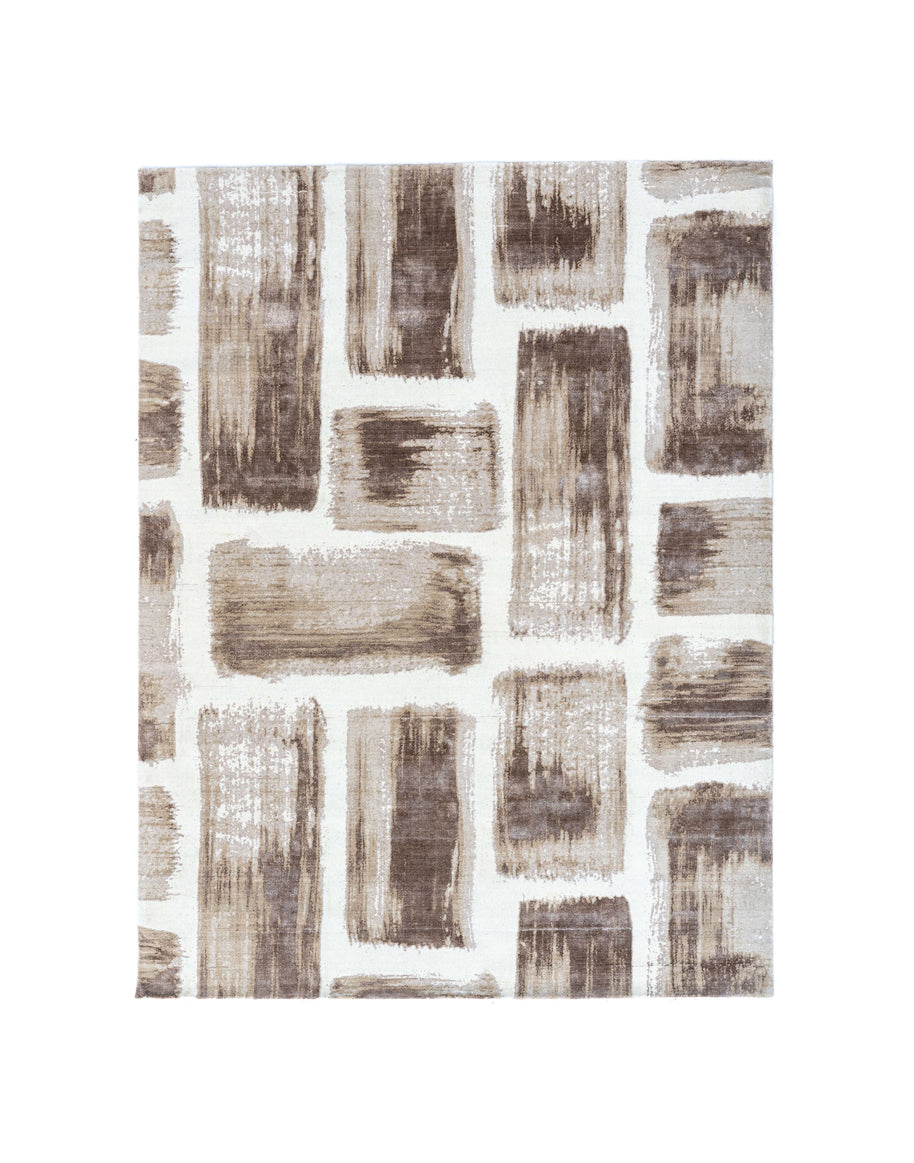 S E I D E L luxury handmade rug by Cherom, neutral colors, New Zealand wool, modern contemporary design.