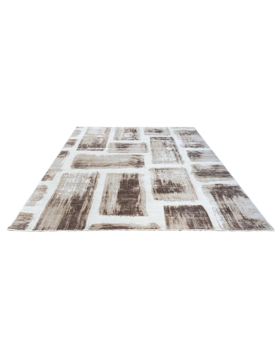S E I D E L luxury handmade rug by Cherom in neutral New Zealand wool with contemporary design.