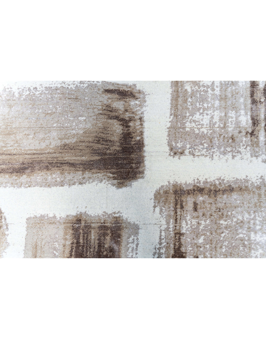 S E I D E L luxury handmade rug by Cherom in neutral wool and viscose blend.