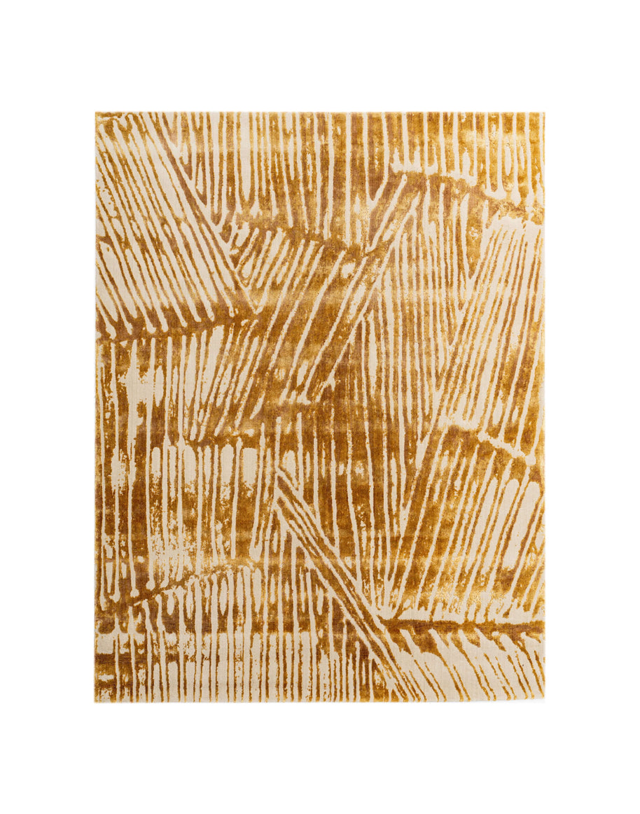 A X E L luxury handmade rug by Cherom in golden New Zealand wool, modern contemporary design.