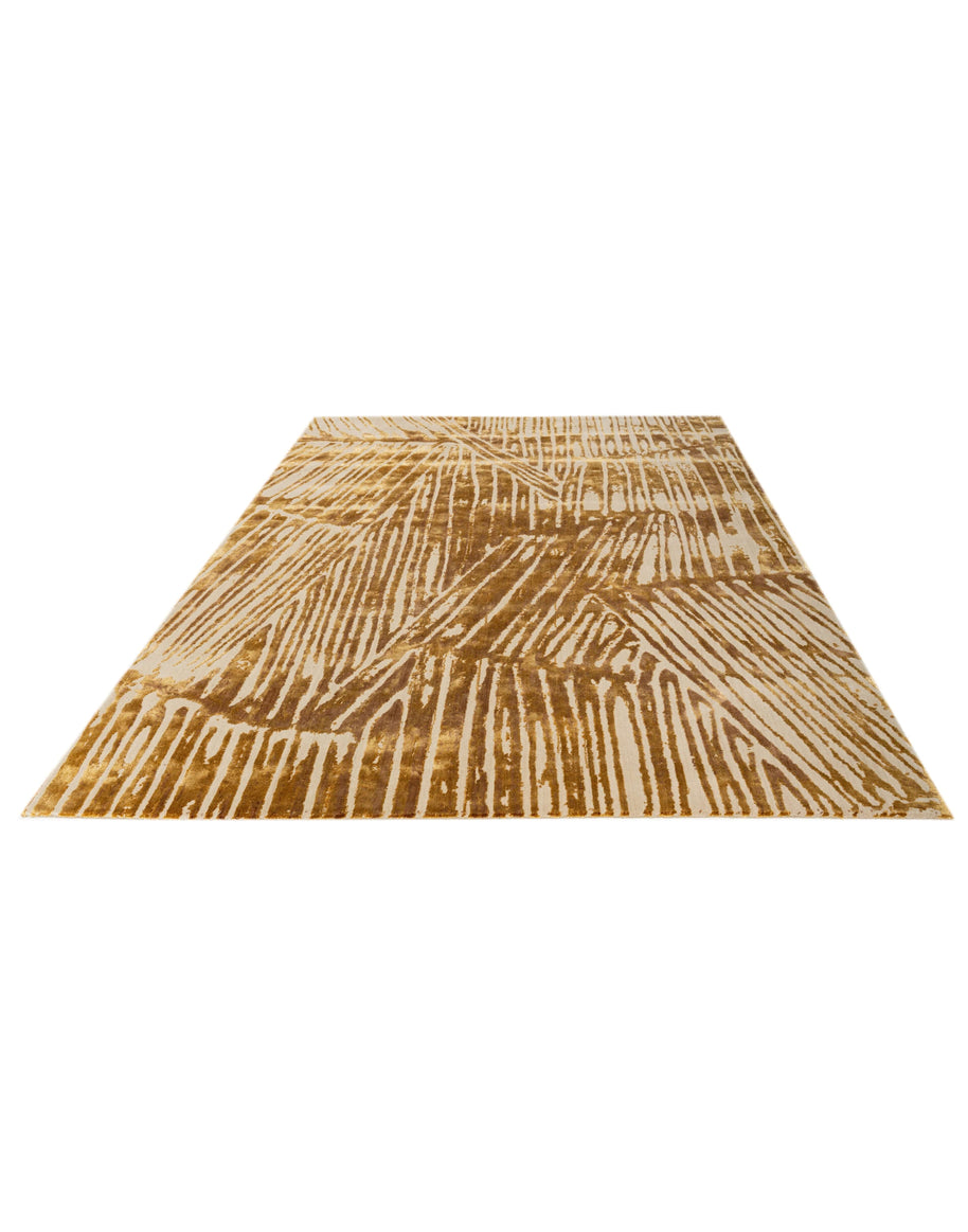 A X E L luxury handmade rug by Cherom in gold New Zealand wool, modern contemporary design.