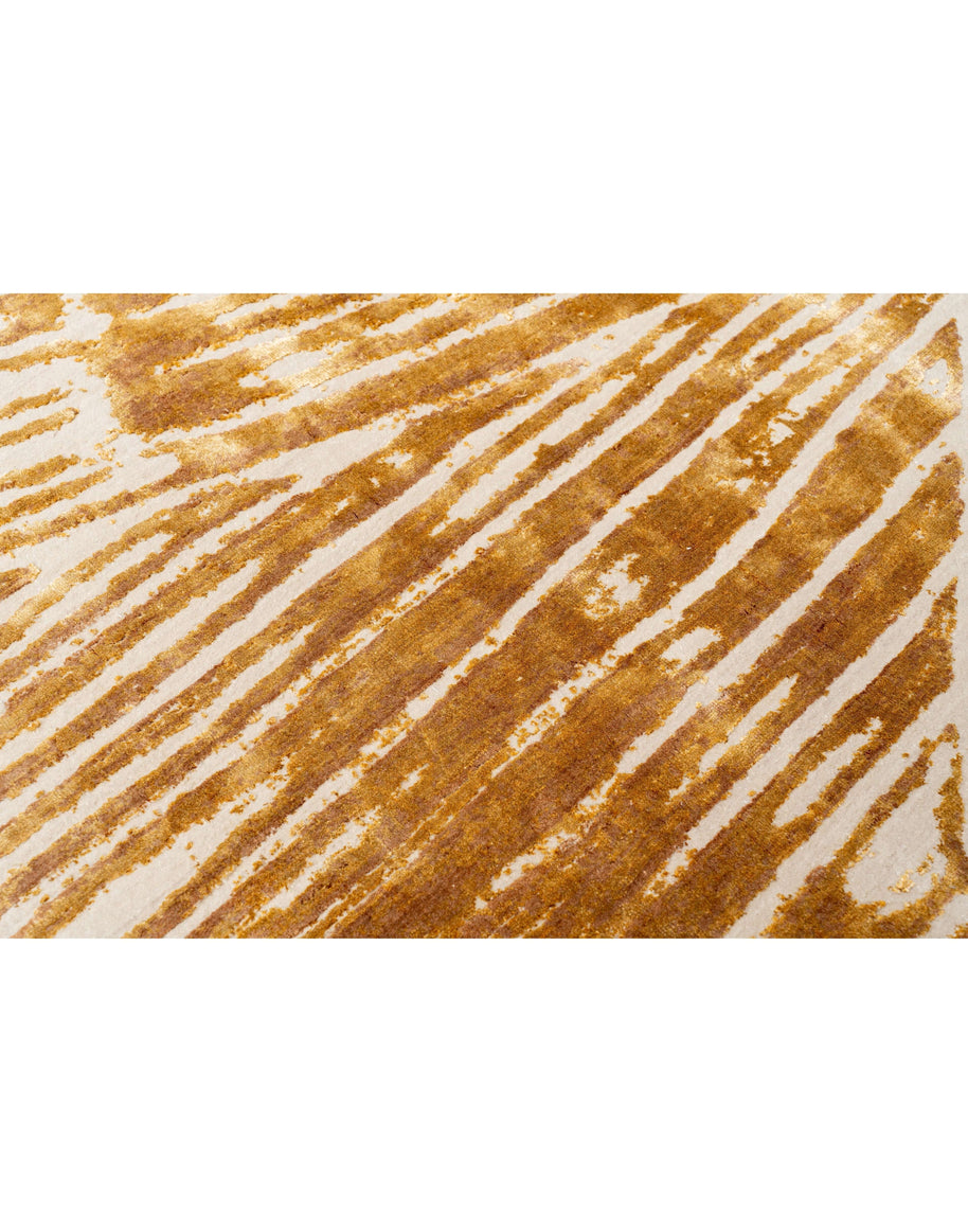 A X E L luxury handmade rug by Cherom in gold and cream New Zealand wool. Modern contemporary design.