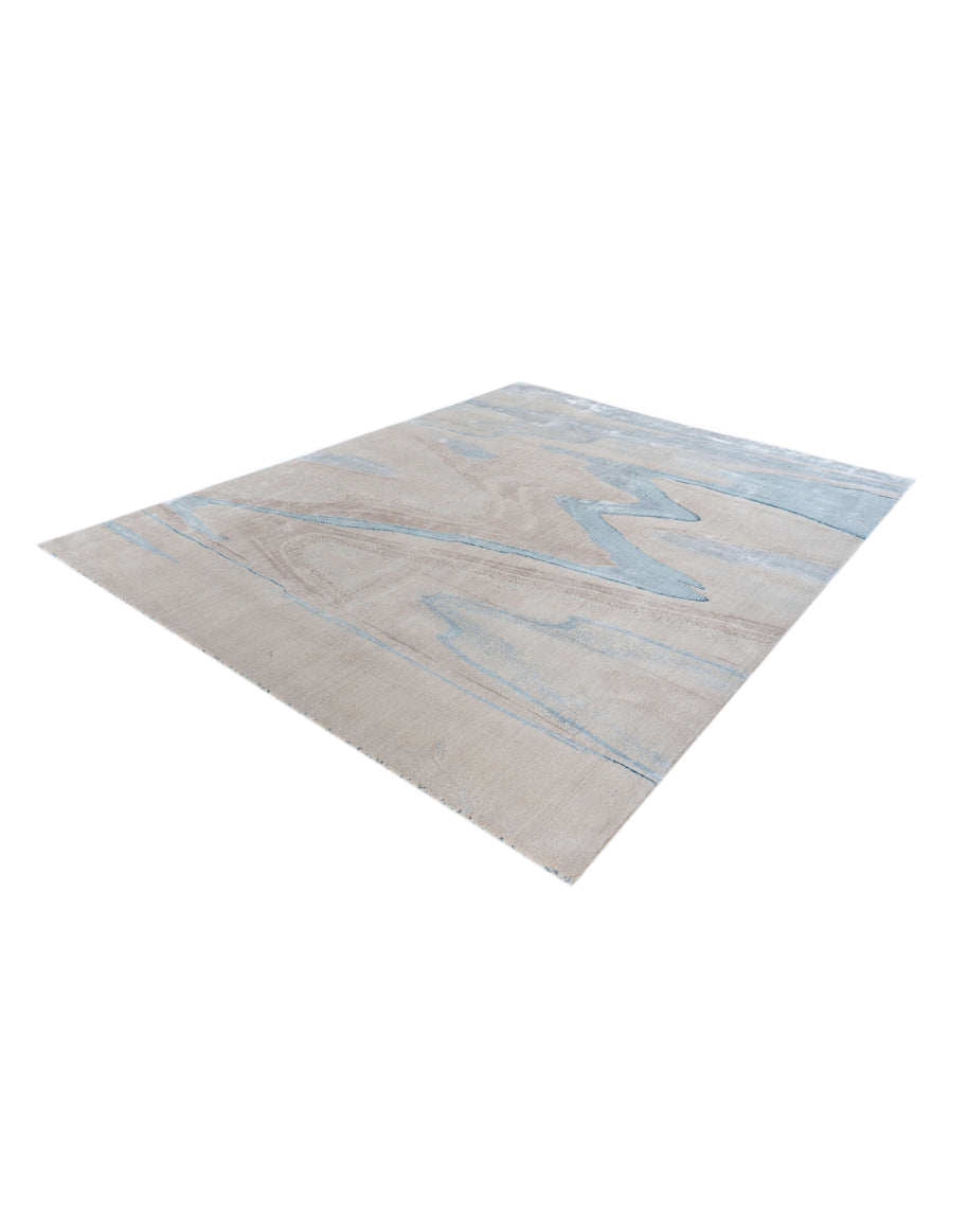 M O D E N A luxury handmade rug by Cherom, New Zealand wool, modern design in subtle blue tones.