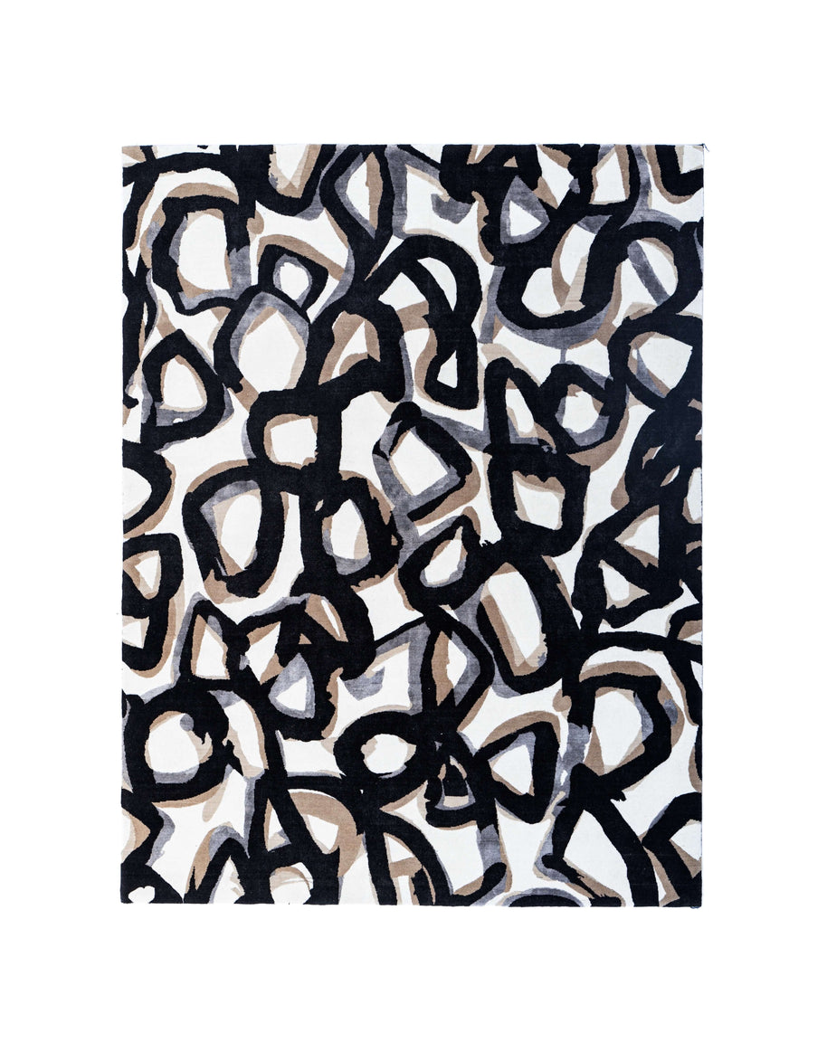 L A   R O U T E luxury handmade rug by Cherom in modern abstract design, crafted from New Zealand wool.