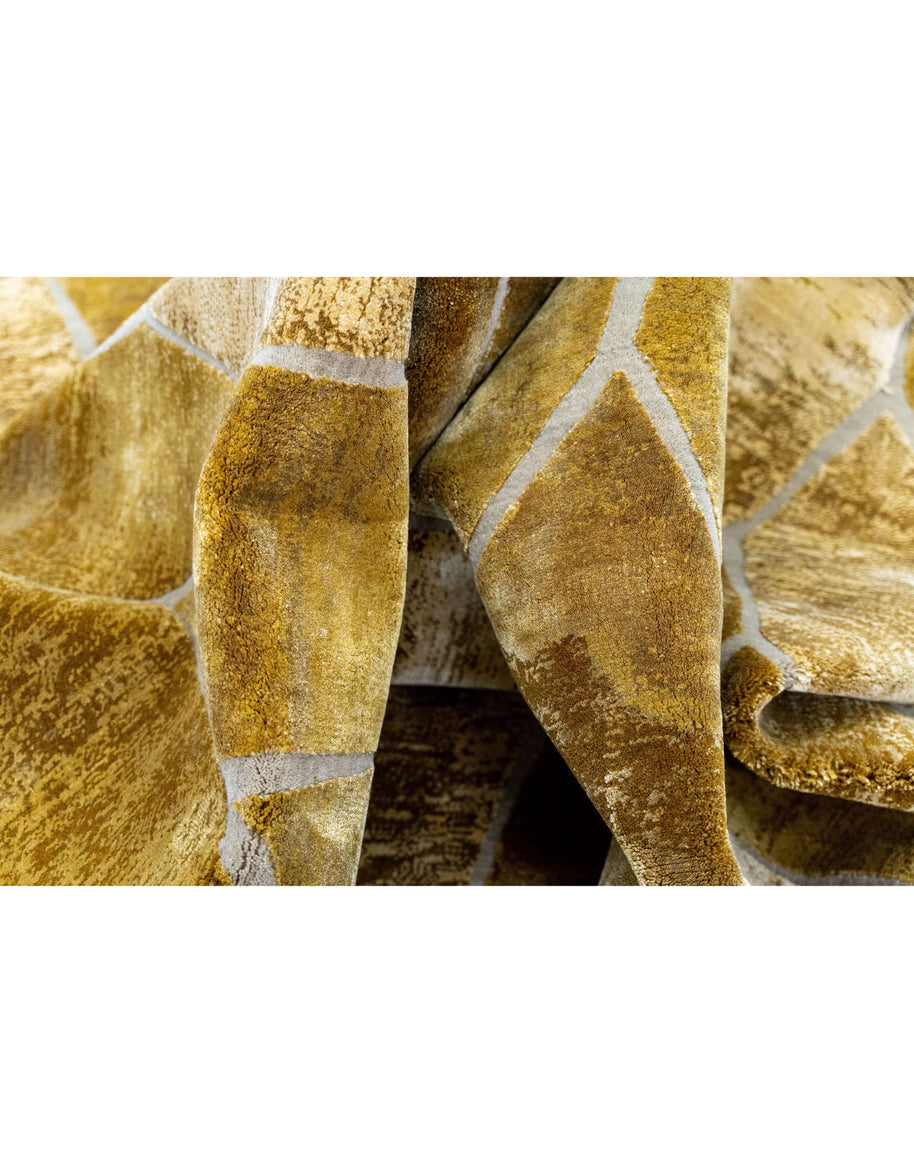F O N T A N A luxury handmade rug by Cherom in rich gold and brown New Zealand wool.