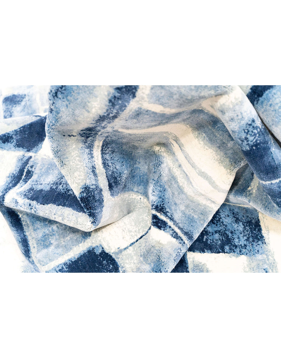 L O U I S luxury handmade rug by Cherom, blue New Zealand wool, modern contemporary design.