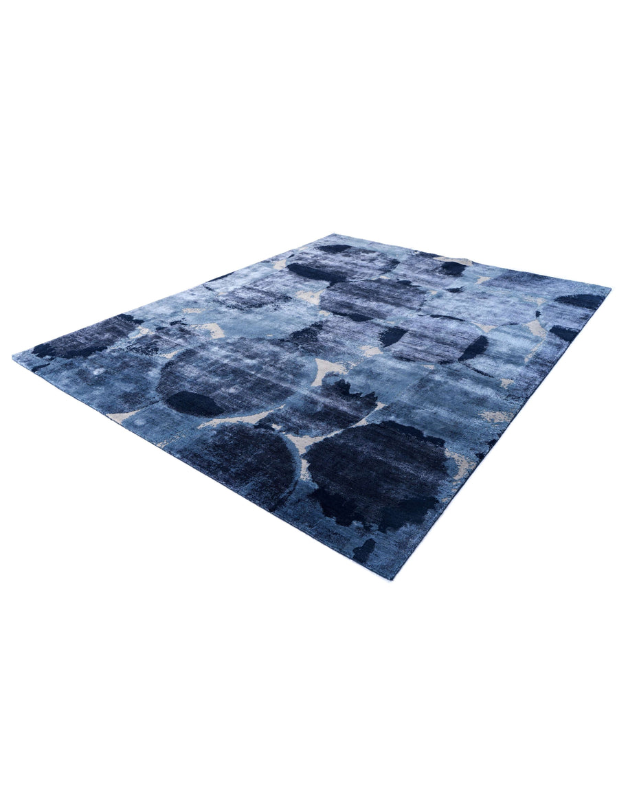 M A K luxury handmade rug by Cherom, navy blue New Zealand wool, modern contemporary design.