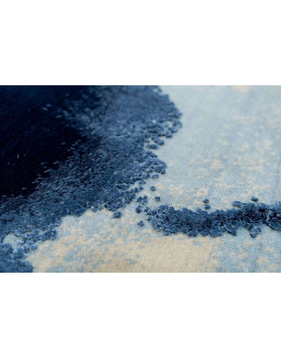 M A R L I luxury handmade rug by Cherom in blue and wool with contemporary design.