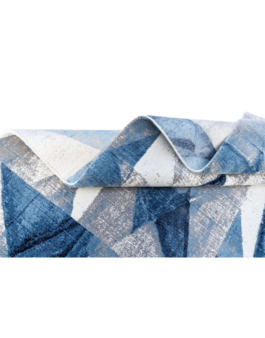 G E R A R D luxury handmade rug by Cherom in blue New Zealand wool, modern contemporary design.