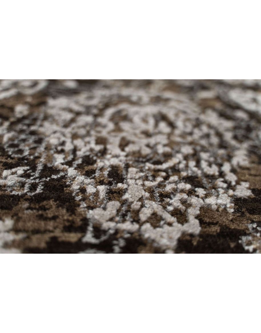 Z U R I luxury handmade rug by Cherom, brown and grey New Zealand wool, contemporary design.