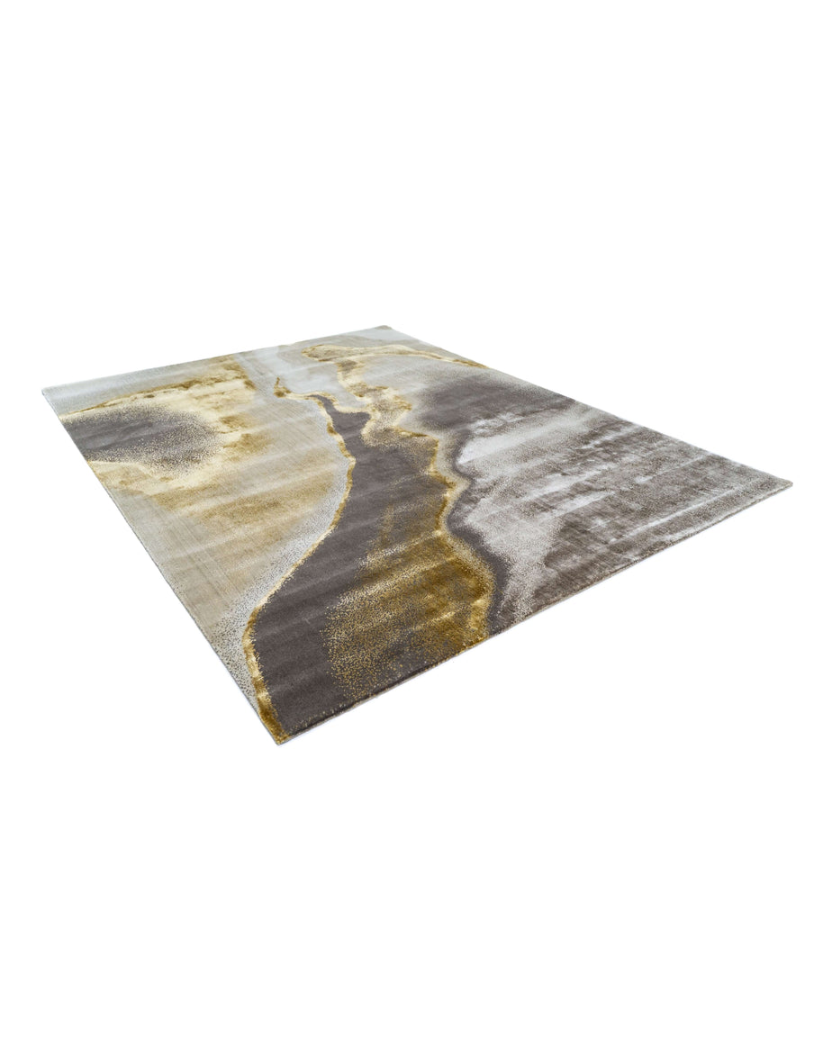 G O L D U S T luxury handmade rug by Cherom in New Zealand wool and viscose, featuring modern abstract design.