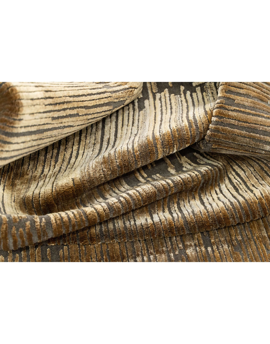 E S C A D A luxury handmade rug by Cherom, New Zealand wool, contemporary design, gold and brown tones.